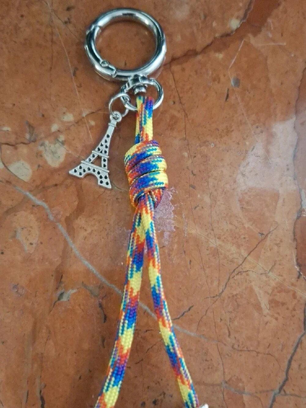 Colorful Beaded Tassel Keychain Bag Charm with Eiffel Charm